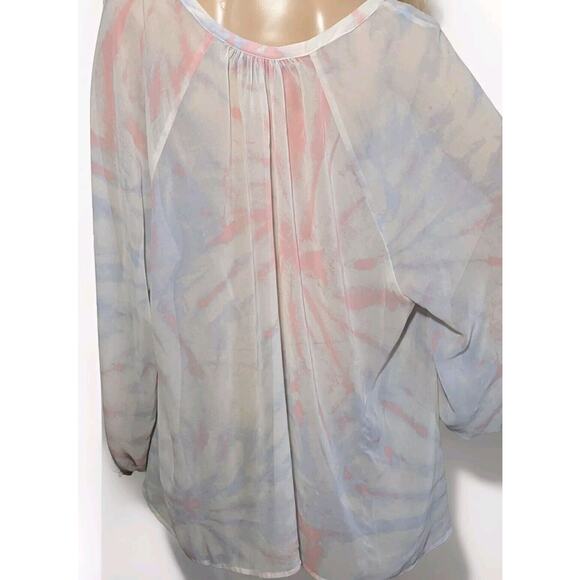 ModCloth Boho Go Chiffon Blouse Sheer Peasant Top Size 3X Tie-dye Sheer - Picture 3 of 10